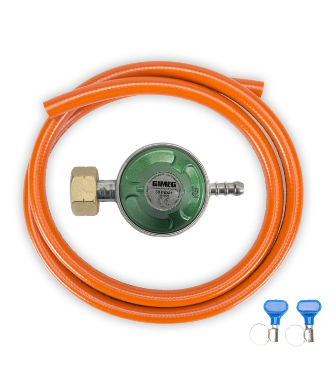 Gimeg Gimeg BBQ set propaanfles 30mbar +1,5m 5602225 Gimeg gas/benzine 5602225 ecru bij Leerentveldvrijetijd.nl