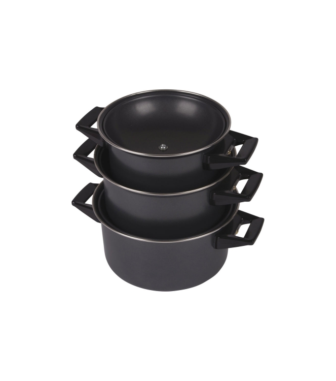 Bo-Camp Bo-Camp Pannenset Rondo Carbonstaal 3 DL 2300320 Bo-Camp koken 2300320 ecru bij Leerentveldvrijetijd.nl