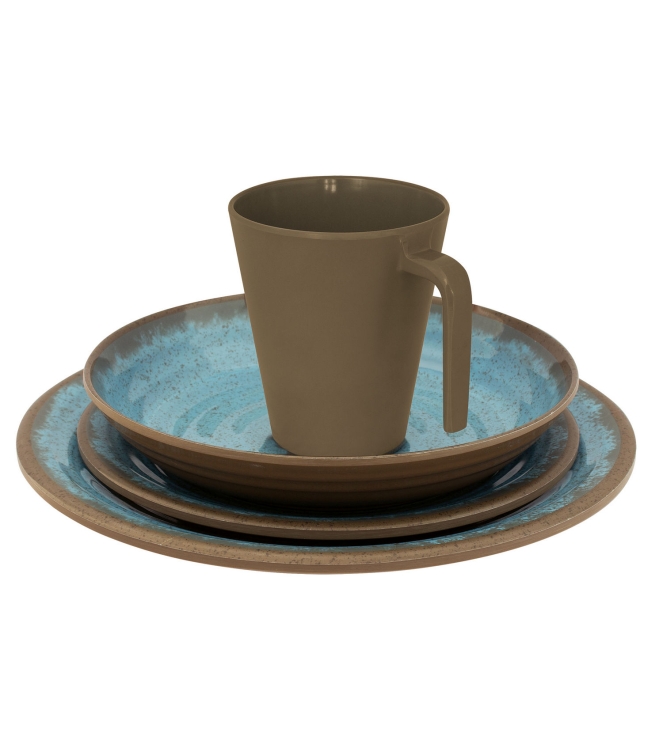 Eurotrail Eurotrail Ocean Servies 16 delig brown/blu ETKW2046 Eurotrail koken ETKW2046 ecru bij Leerentveldvrijetijd.nl