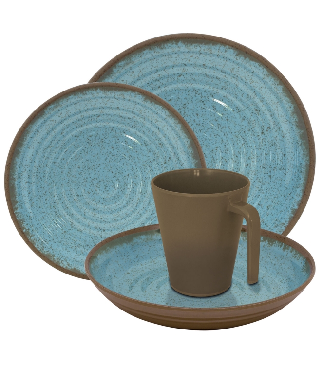 Eurotrail Eurotrail Ocean Servies 16 delig brown/blu ETKW2046 Eurotrail koken ETKW2046 ecru bij Leerentveldvrijetijd.nl