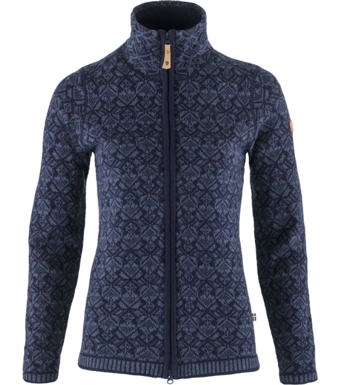 Fjällräven Fjällräven Snow Cardigan W 555_dark navy F89912 555_Dark Navy Fjällräven fleeces en truien F89912 antraciet bij Leerentveldvrijetijd.nl