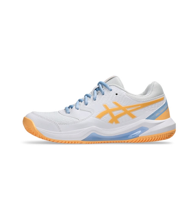 Asics Asics Gel-Dedicate 8 Padel 104_white/orange glow 1042A241 104_White/Orange Glow Asics padel 1042A241 beige bij Leerentveldvrijetijd.nl