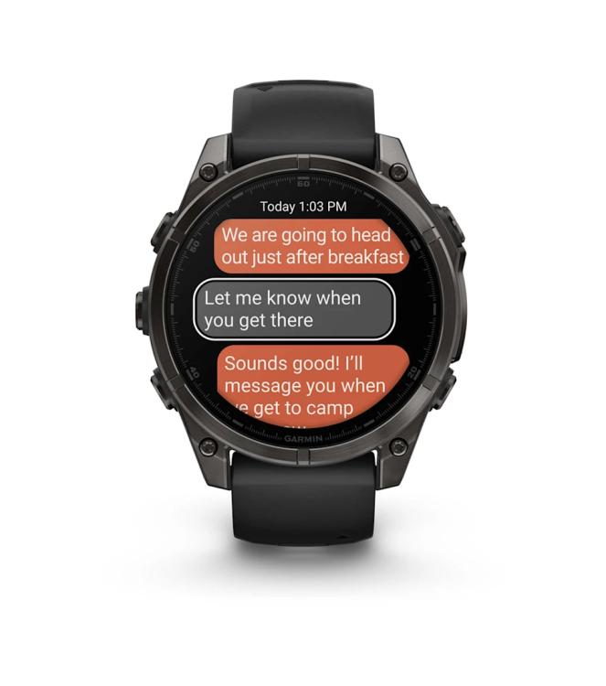 Garmin Garmin fenix 8 47 mm, AMOLED Sapphire Carbon grey DLC-ti zwarte/pebble grey siliconen band 010-02904-21 zwarte/pebble grey siliconen band Garmin orientatie 010-02904-21 licht grijs bij Leerentveldvrijetijd.nl