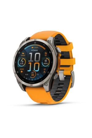 Garmin Garmin fenix 8 47 mm, AMOLED Sapphire titanium Spark orange/graphite siliconen band Garmin Garmin fenix 8 47 mm, AMOLED Sapphire titanium Spark orange/graphite siliconen band