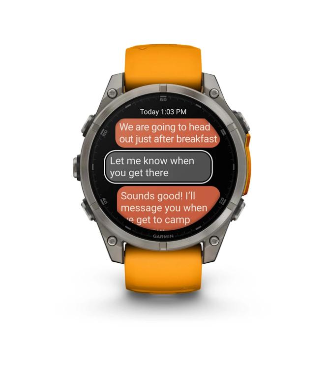 Garmin Garmin fenix 8 47 mm, AMOLED Sapphire titanium spark orange/graphite siliconen band 010-02904-11 Spark orange/graphite siliconen band Garmin orientatie 010-02904-11 beige bij Leerentveldvrijetijd.nl