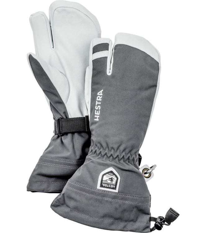 Hestra Hestra Army Leather Heli Ski - 3 finger 350_grey 30572 350_Grey Hestra wintersportkleding 30572 lichtblauw bij Leerentveldvrijetijd.nl