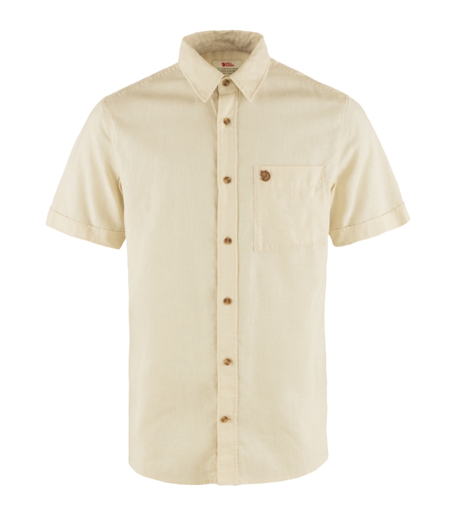 Fjällräven Fjällräven Ovik Travel Shirt SS M 113_chalk white F87039 113_Chalk White Fjällräven fleeces en truien F87039 roze bij Leerentveldvrijetijd.nl