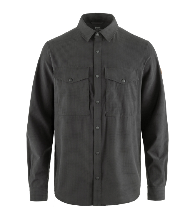 Fjällräven Fjällräven Abisko Trekking Shirt M 030_dark grey F87935 030_Dark Grey Fjällräven fleeces en truien F87935 zwart combinatie bij Leerentveldvrijetijd.nl