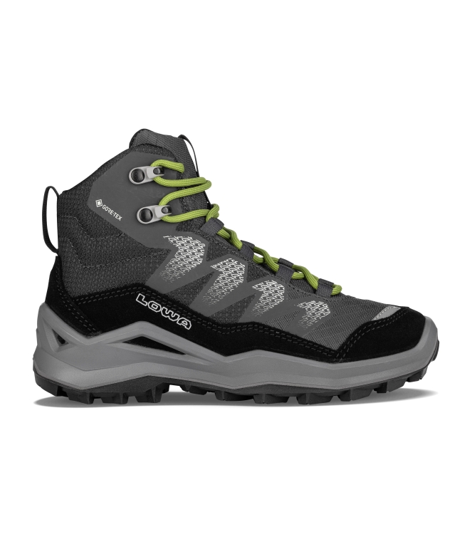 Lowa Lowa Maddox Pro GTX Mid Jr 9903 black/lime LK641625 9903 black/lime Lowa wandelschoenen LK641625 licht grijs bij Leerentveldvrijetijd.nl