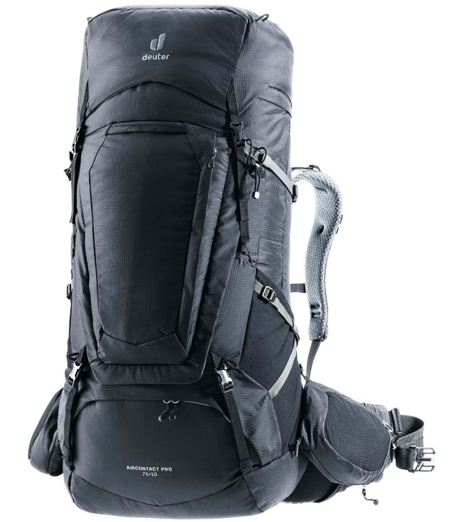 Deuter Deuter Aircontact Pro 75+10 7000_black DR3370125 7000_black Deuter tassen DR3370125 licht grijs bij Leerentveldvrijetijd.nl