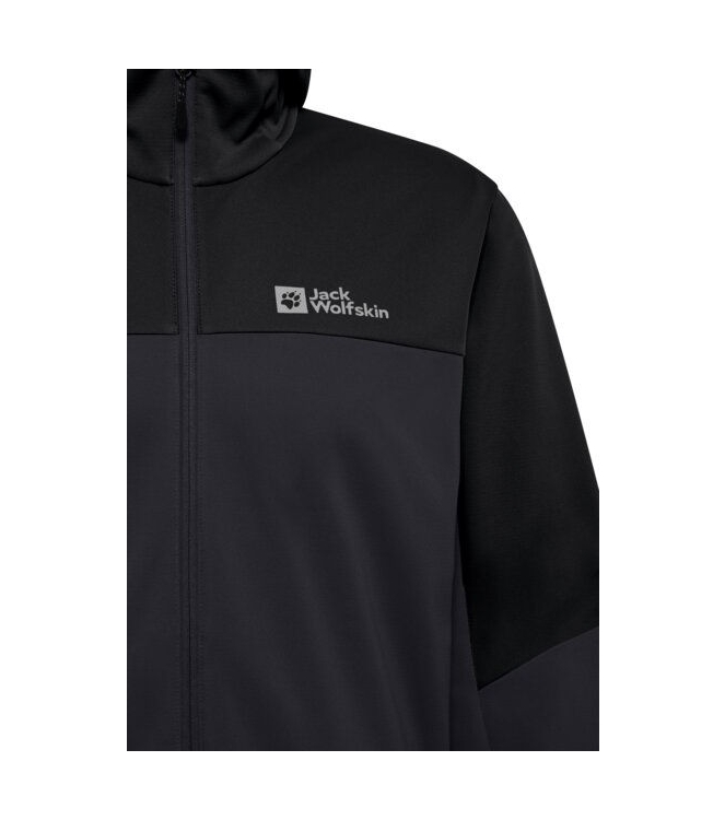 Jack Wolfskin Jack Wolfskin Feldberg Hoody M 6350_phantom A63970 6350_phantom Jack Wolfskin jassen A63970 zwart combinatie bij Leerentveldvrijetijd.nl