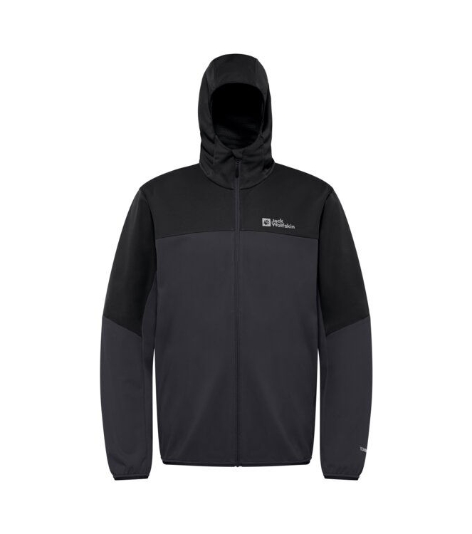 Jack Wolfskin Jack Wolfskin Feldberg Hoody M 6350_phantom A63970 6350_phantom Jack Wolfskin jassen A63970 zwart combinatie bij Leerentveldvrijetijd.nl