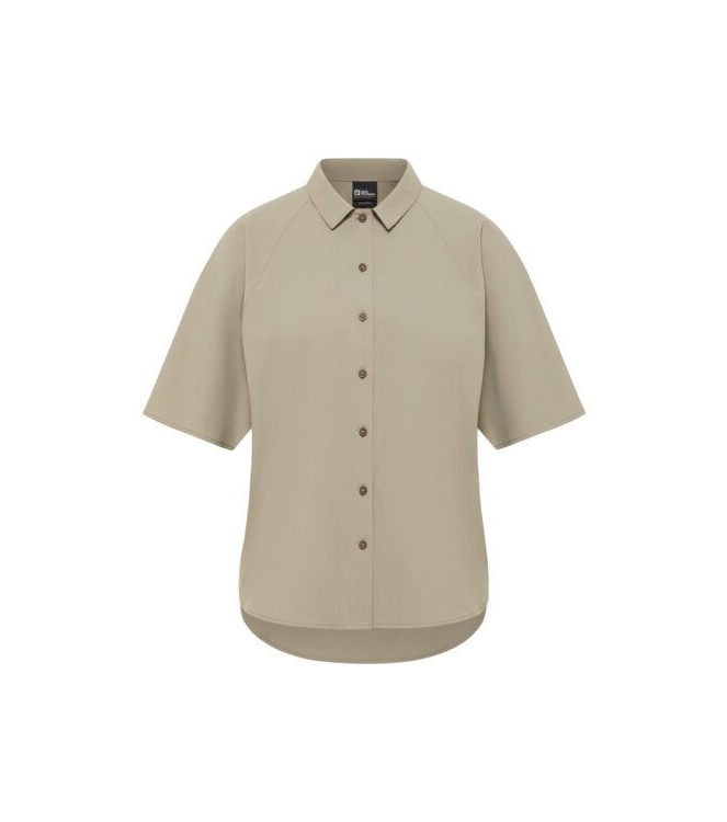 Jack Wolfskin Jack Wolfskin Sierra Quest SS Shirt W 4030_stone A63878 4030_stone Jack Wolfskin fleeces en truien A63878 lichtblauw bij Leerentveldvrijetijd.nl