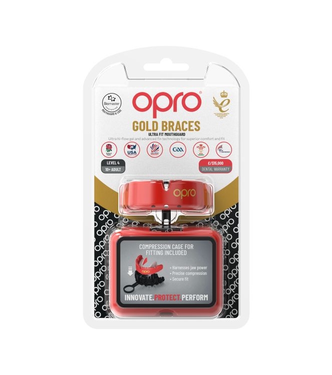 opro opro Gold Ultra Fit Mouthguard Braces 6200 red-white 790006 6200 Red-White opro bescherming 790006 geel bij Leerentveldvrijetijd.nl