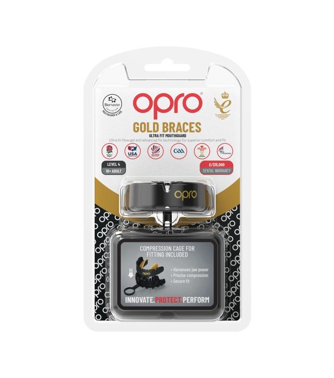 opro opro Gold Ultra Fit Mouthguard Braces 8820 black-gold 790006 8820 Black-Gold opro bescherming 790006 licht grijs bij Leerentveldvrijetijd.nl