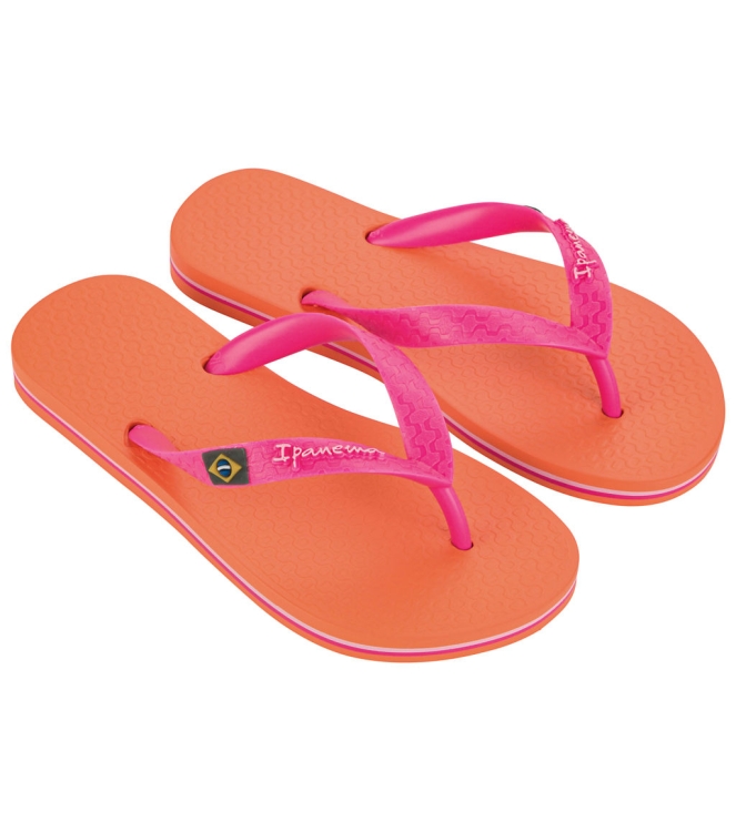 Ipanema Ipanema Classic Brasil Kids Slippers ar829_orange/pink IP 80416 AR829_Orange/Pink Ipanema slippers IP 80416 beige bij Leerentveldvrijetijd.nl