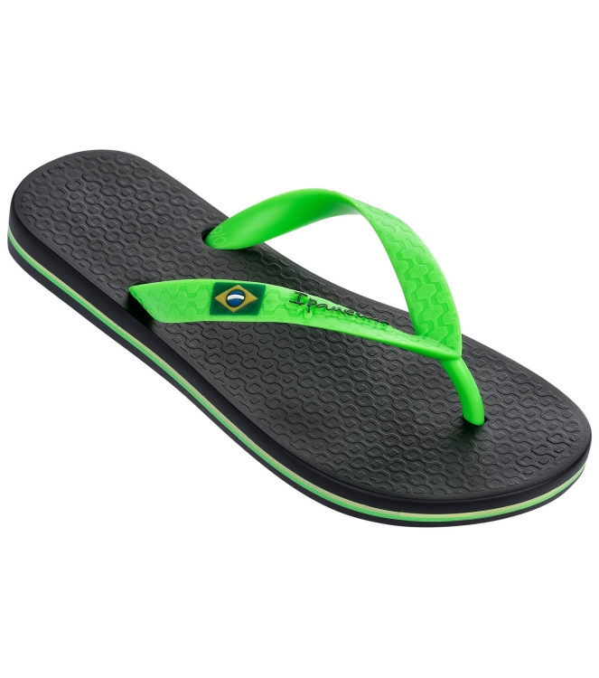 Ipanema Ipanema Classic Brasil Kids Slippers 20534_black/green IP 80416 20534_Black/Green Ipanema slippers IP 80416 licht grijs bij Leerentveldvrijetijd.nl