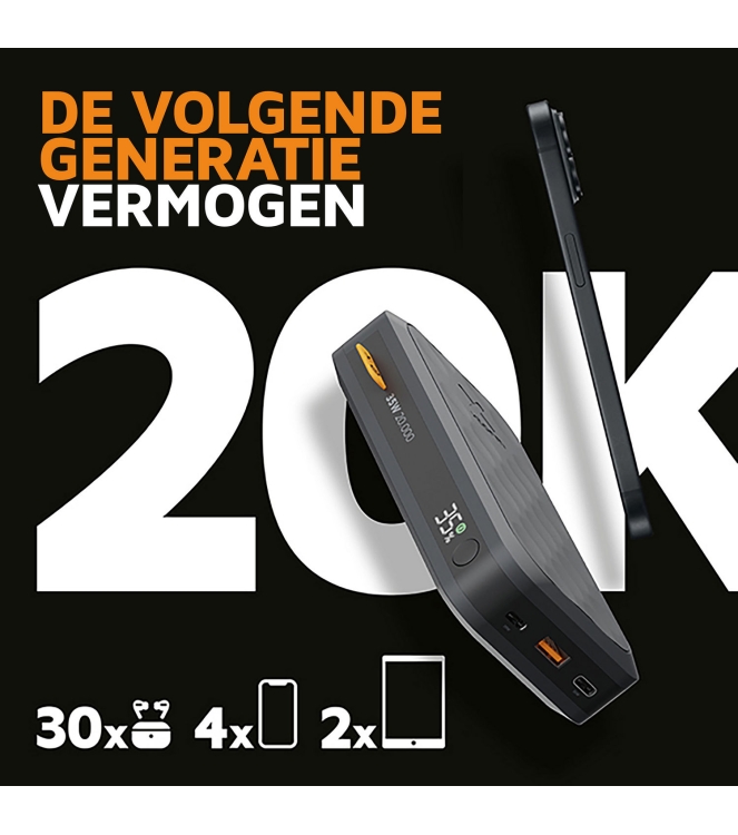 Xtorm Xtorm 35W Fuel Series Powerbank 20.000 midnight black FS5201 Midnight Black Xtorm electra FS5201 licht grijs bij Leerentveldvrijetijd.nl