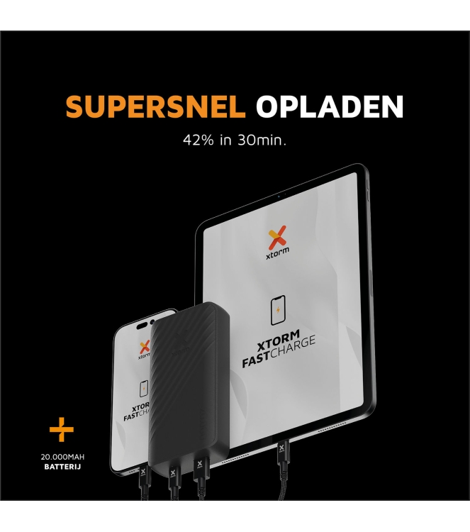 Xtorm Xtorm Xtorm 15W Go2 Powerbank 20.000 charcoal black XG2201 Charcoal Black Xtorm electra XG2201 licht grijs bij Leerentveldvrijetijd.nl