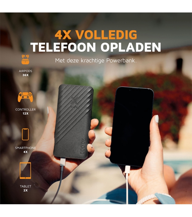 Xtorm Xtorm Xtorm 15W Go2 Powerbank 20.000 charcoal black XG2201 Charcoal Black Xtorm electra XG2201 licht grijs bij Leerentveldvrijetijd.nl