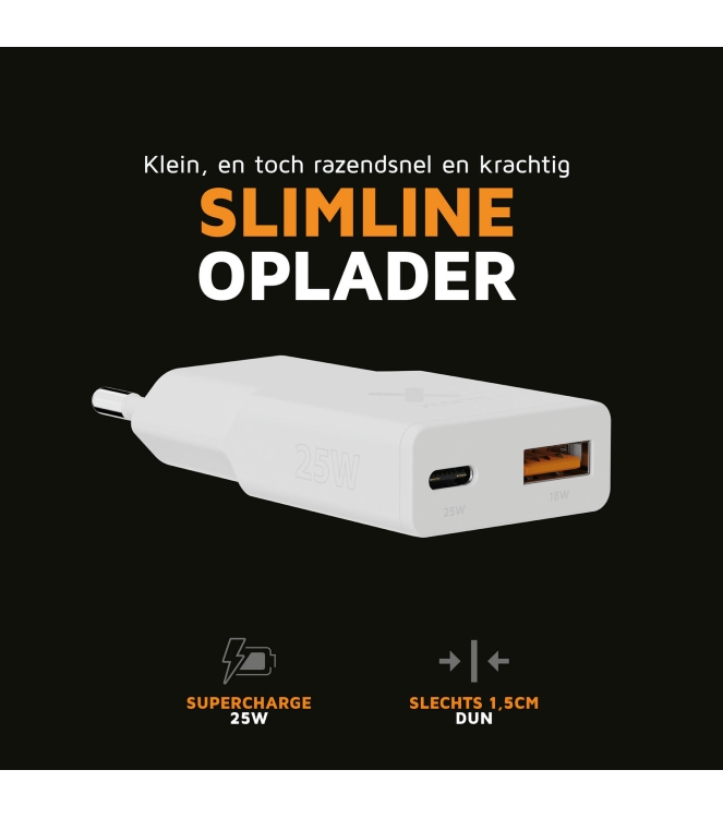 Xtorm Xtorm 25W Go2 SlimLine Charger - White white XG2SL025 White Xtorm electra XG2SL025 roze bij Leerentveldvrijetijd.nl