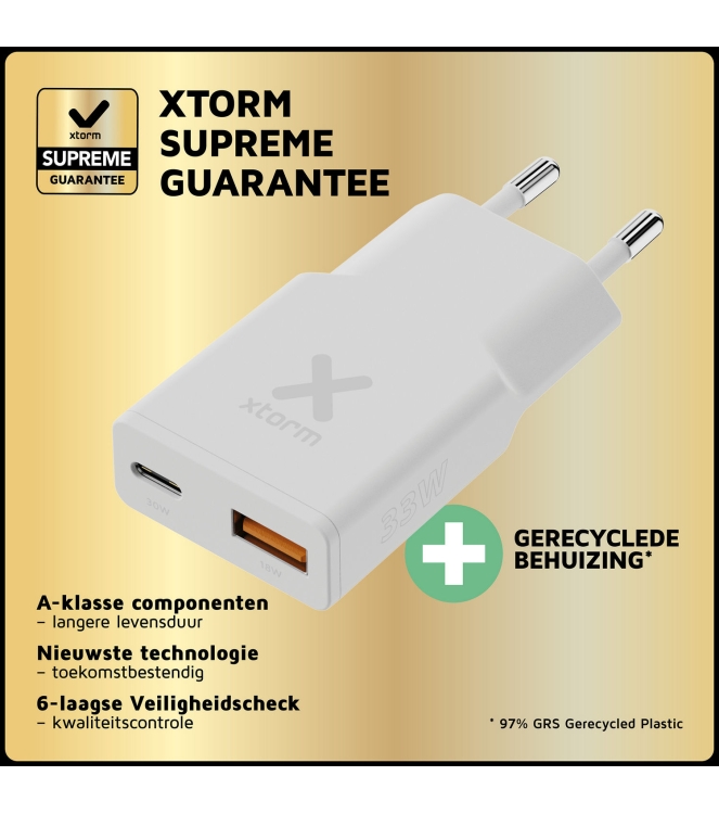Xtorm Xtorm 33W Go2 SlimLine Charger - White white XG2SL033 White Xtorm electra XG2SL033 roze bij Leerentveldvrijetijd.nl