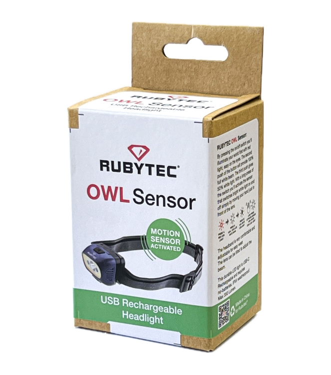 Rubytec Rubytec Owl Sensor USB Rechargeable Headlight red RU43320 red Rubytec verlichting RU43320 geel bij Leerentveldvrijetijd.nl