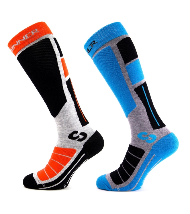 Sinner Sinner Pro Socks Ii Dbl Pack 61_org/blu SIWE-013 61_Org/Blu Sinner wintersport accessoires SIWE-013 antraciet bij Leerentveldvrijetijd.nl