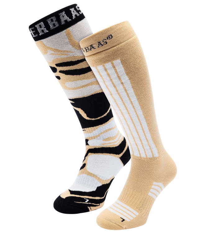 Poederbaas Poederbaas Ski Socks 2-pack 254_warm sand PB040712 254_Warm Sand Poederbaas wintersport accessoires PB040712 jeans bij Leerentveldvrijetijd.nl