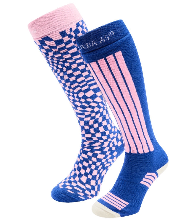 Poederbaas Poederbaas Ski Socks 2-pack 409_ballpoint blue PB040712 409_Ballpoint Blue Poederbaas wintersport accessoires PB040712 antraciet bij Leerentveldvrijetijd.nl