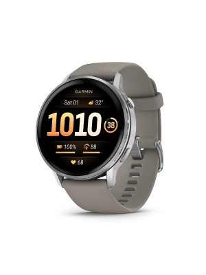 Garmin Garmin Venu 4 - 45mm Zilver met zilvergrijze siliconen ba