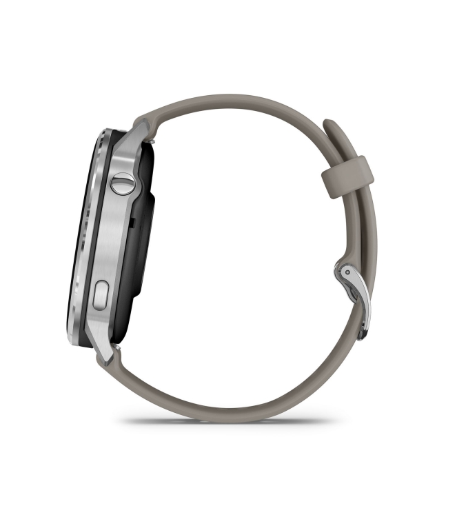 Garmin Garmin Venu 4 - 45mm Zilver met zilvergrijze siliconen ba 010-03014-01 Garmin orientatie 010-03014-01 ecru bij Leerentveldvrijetijd.nl