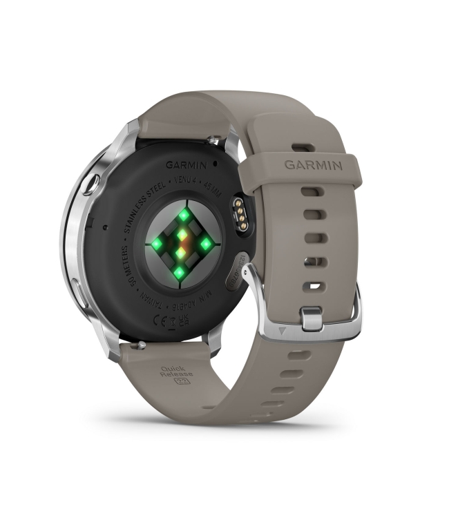 Garmin Garmin Venu 4 - 45mm Zilver met zilvergrijze siliconen ba 010-03014-01 Garmin orientatie 010-03014-01 ecru bij Leerentveldvrijetijd.nl