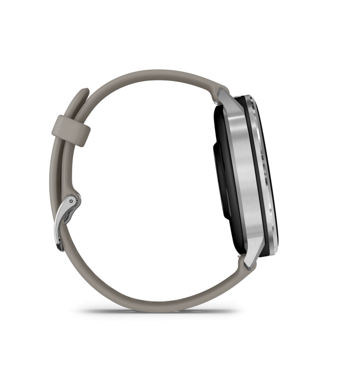 Garmin Garmin Venu 4 - 45mm Zilver met zilvergrijze siliconen ba 010-03014-01 Garmin orientatie 010-03014-01 ecru bij Leerentveldvrijetijd.nl