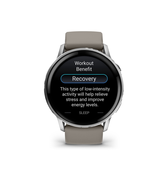 Garmin Garmin Venu 4 - 45mm Zilver met zilvergrijze siliconen ba 010-03014-01 Garmin orientatie 010-03014-01 ecru bij Leerentveldvrijetijd.nl