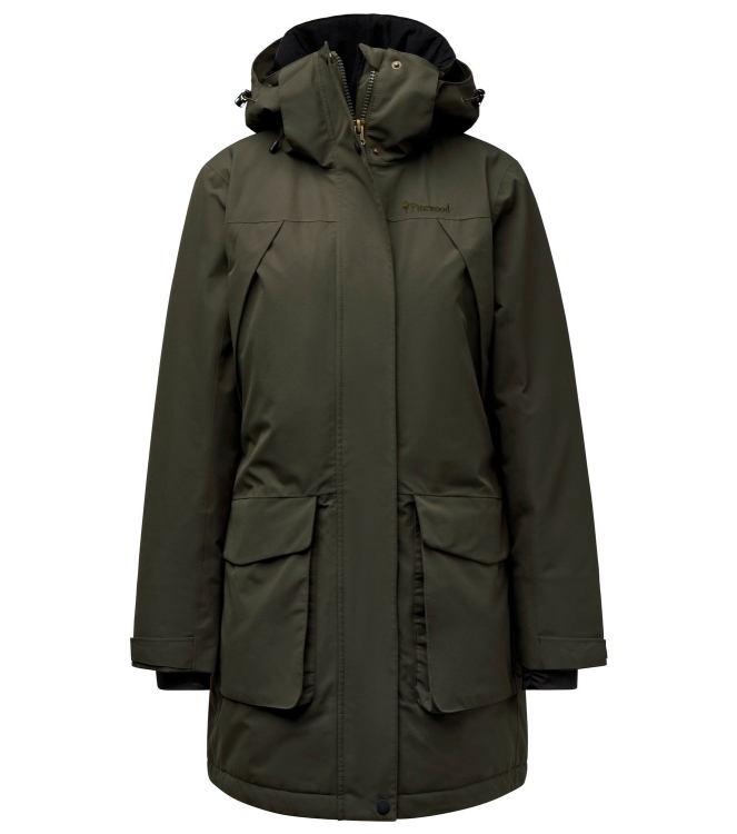 Pinewood Pinewood Wilda Padded PARKA W 135_moss green 1-33810 135_Moss Green Pinewood jassen 1-33810 donker grijs bij Leerentveldvrijetijd.nl