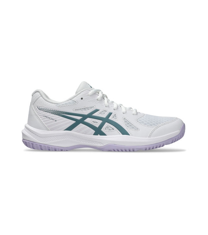 Asics Asics Upcourt 6 white/foggy teal 1072A107_106 White/Foggy Teal Asics hockeyschoenen 1072A107_106 roze bij Leerentveldvrijetijd.nl