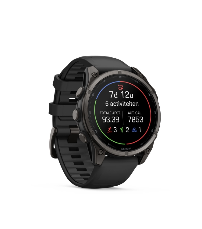 Garmin Garmin Fenix 9 47mm Carbon grey DLC-titanium zwarte siliconen band 010-04762-11 Zwarte siliconen band Garmin orientatie 010-04762-11 licht grijs bij Leerentveldvrijetijd.nl