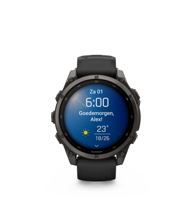 Garmin Garmin Fenix 9 47mm Carbon grey DLC-titanium zwarte siliconen band 010-04762-11 Zwarte siliconen band Garmin orientatie 010-04762-11 licht grijs bij Leerentveldvrijetijd.nl