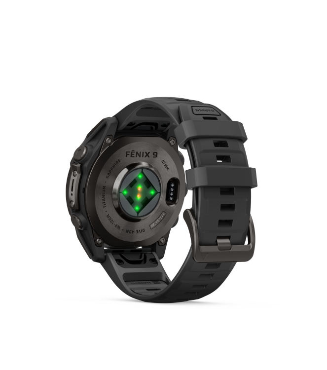 Garmin Garmin Fenix 9 47mm Carbon grey DLC-titanium zwarte siliconen band 010-04762-11 Zwarte siliconen band Garmin orientatie 010-04762-11 licht grijs bij Leerentveldvrijetijd.nl