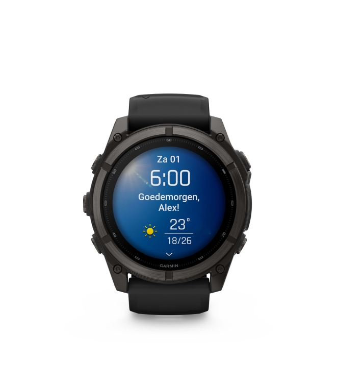 Garmin Garmin Fenix 9 51mm Carbon grey DLC-titanium zwarte siliconen band 010-04763-11 Zwarte siliconen band Garmin orientatie 010-04763-11 licht grijs bij Leerentveldvrijetijd.nl