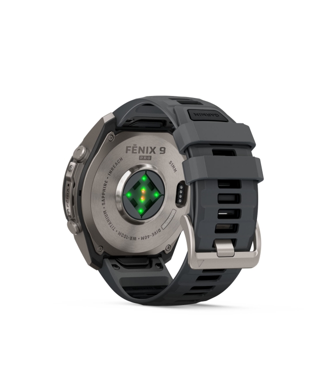 Garmin Garmin Fenix 9 Pro inReach 51mm Titanium graphite/zwarte siliconen band 010-04337-21 Graphite/Zwarte siliconen band Garmin orientatie 010-04337-21 lichtblauw bij Leerentveldvrijetijd.nl