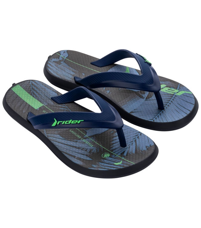 Rider Rider R1 ENergy kids slippers black/blue/green RI 11728 26010 Black/Blue/Green Rider slippers RI 11728 26010 licht grijs bij Leerentveldvrijetijd.nl