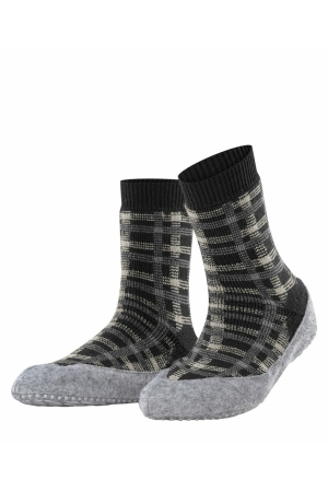 Falke Falke Cosyshoe Checked Dames Pantoffel anthra mel Falke Falke Cosyshoe Checked Dames Pantoffel anthra mel