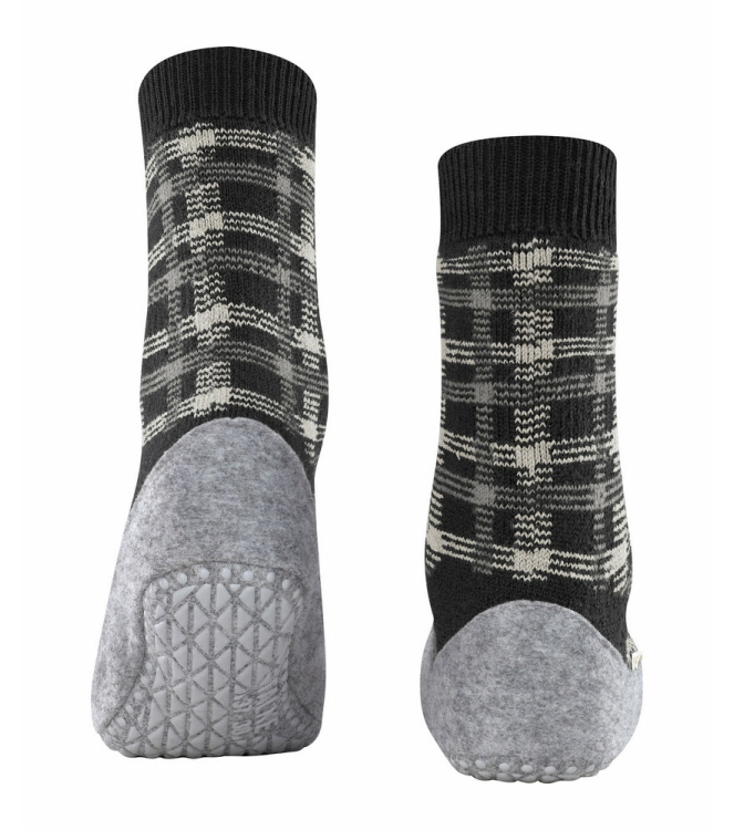 Falke Falke Cosyshoe Checked Dames Pantoffel anthra mel 46424 3082 anthra mel Falke sloffen 46424 3082 lichtblauw bij Leerentveldvrijetijd.nl