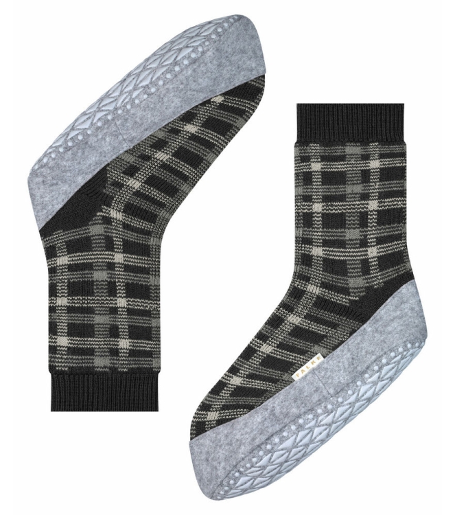 Falke Falke Cosyshoe Checked Dames Pantoffel anthra mel 46424 3082 anthra mel Falke sloffen 46424 3082 lichtblauw bij Leerentveldvrijetijd.nl