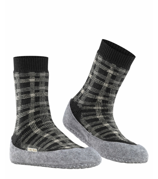 Falke Falke Cosyshoe Checked Dames Pantoffel anthra mel 46424 3082 anthra mel Falke sloffen 46424 3082 lichtblauw bij Leerentveldvrijetijd.nl