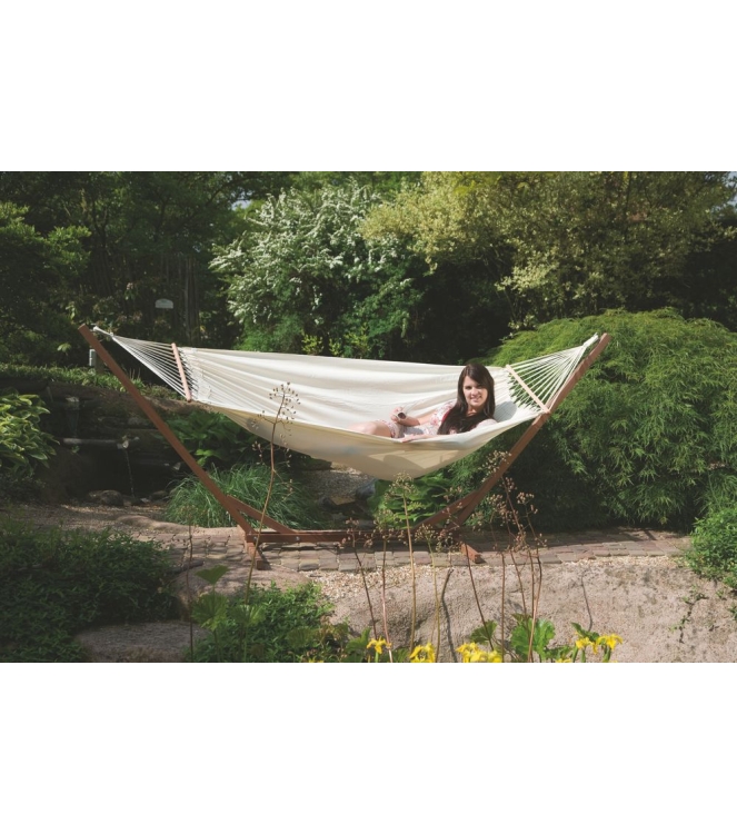 Bo-Camp Bo-Camp Hangmat katoen met stok 150 kg naturel 7100214 naturel Bo-Camp slapen 7100214 ecru bij Leerentveldvrijetijd.nl