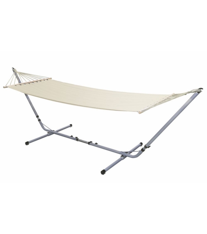 Bo-Camp Bo-Camp Hangmat katoen met stok 150 kg naturel 7100214 naturel Bo-Camp slapen 7100214 ecru bij Leerentveldvrijetijd.nl