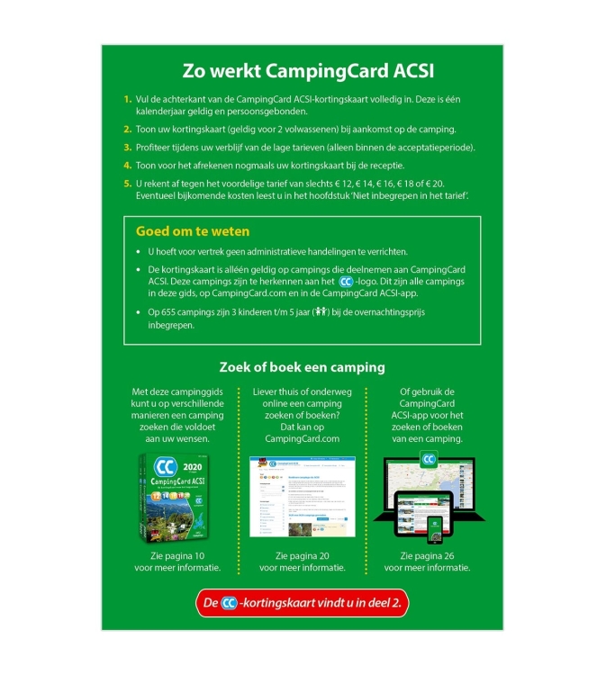 Acsi Acsi CampingCard gids 2025  978-94-92023-12-4  Acsi verzorging 978-94-92023-12-4 ecru bij Leerentveldvrijetijd.nl